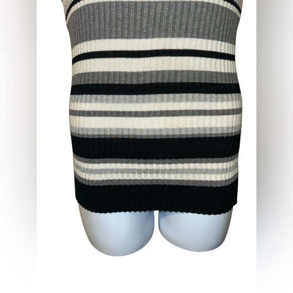 Y2K Ribbed Knit Striped Sleeveless Mock Neck Top – Hooked Up by I.O.T., Size M - Picture 4 of 9